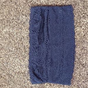 Aerie long line bandeau crop top. Navy blue, size large.